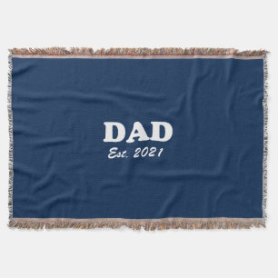 Dad Custom Established date navy blue white modern Throw Blanket