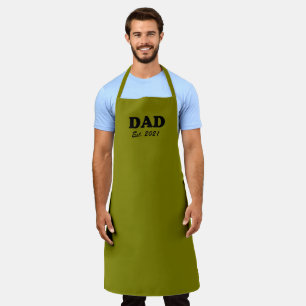 Dad Custom Established date olive green modern Apron