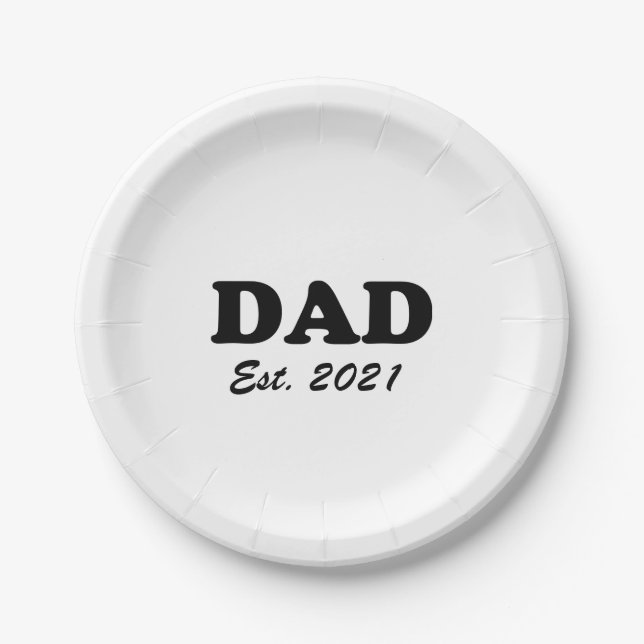 Dad custom established date Personalised fun cool  Paper Plate (Front)