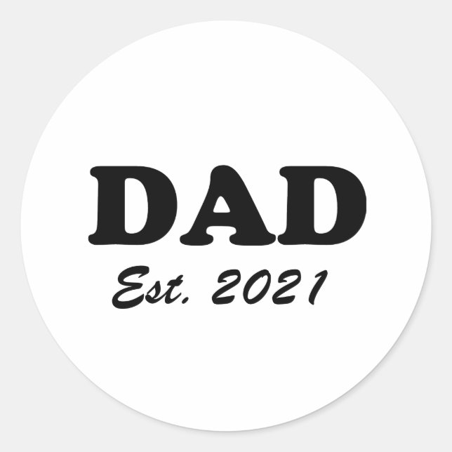 Dad custom established date personalised modern classic round sticker (Front)