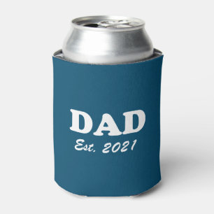 Dad Custom Established date teal blue modern fun Can Cooler