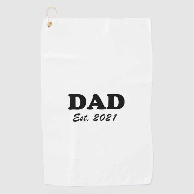 Dad custom established date white personalised golf towel (Front)