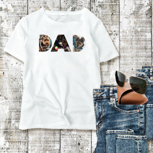 DAD Custom Photo Dog Lover Dog Dad Typography T-Shirt