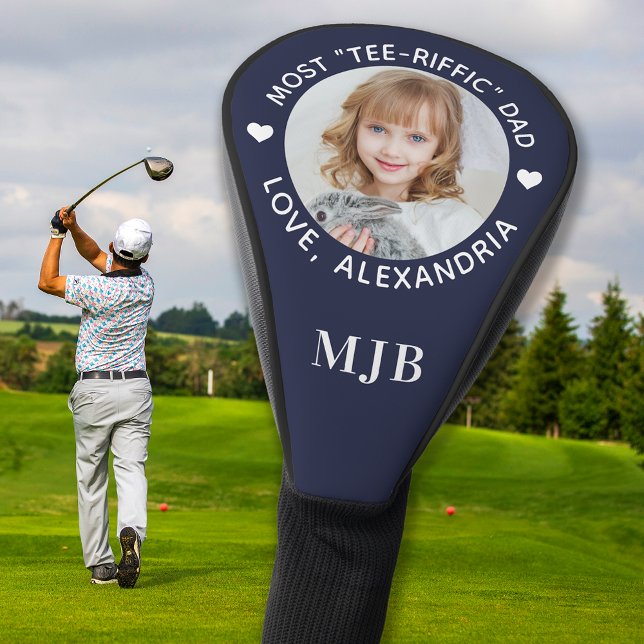 DAD Custom Photo Personalised Monogram Blue Golfer Golf Head Cover (Creator Uploaded)