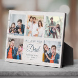 DAD | Custom Rustic Father's Day Photo Collage Plaque<br><div class="desc">This sweet WE LOVE YOU DAD photo collage plaque will surely brighten the day of the awesome dad in your life. Customise with your own favourite 5 photos and message with year and names. The modern grey blue script typography design on a rustic farmhouse style shiplap wood background makes a...</div>
