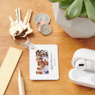 dad cute modern script multi photo gift  key ring