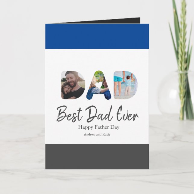 DAD Cutout 3 Photo Collage Personalised gift Card (Front)