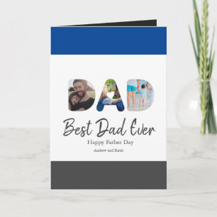 DAD Cutout 3 Photo Collage Personalised gift Card