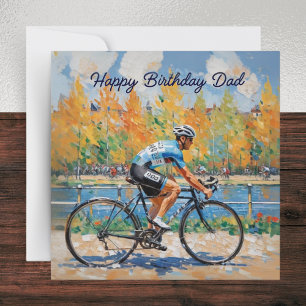 Dad Cycling Bicycle Race Happy Birthday Card
