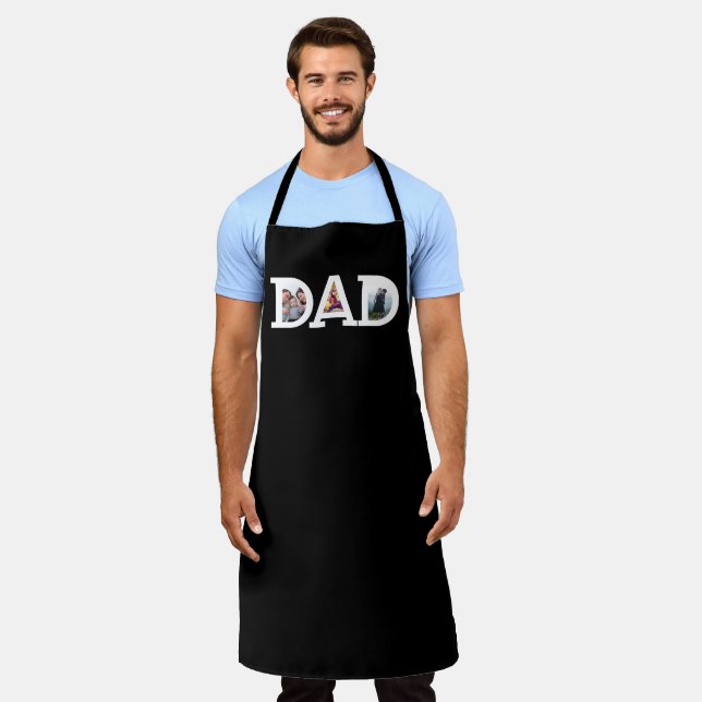 Dad D A D Black Father's Day Photo Apron (Worn)