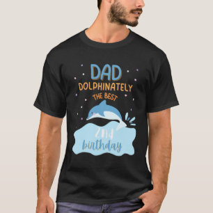 Dad Daddy 2Nd Birthday Dolphin Bday Party Family M T-Shirt