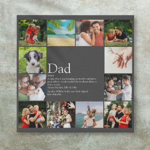 Dad Daddy Father Definition 12 Photo Gray Faux Canvas Print