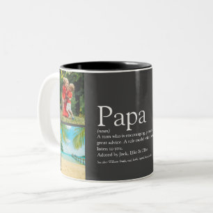 Dad Daddy Father Definition 4 Photo Collage Grey Two-Tone Coffee Mug