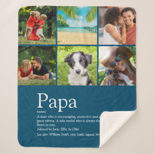 Dad, Daddy, Father Definition 6 Photo Blue Sherpa Blanket