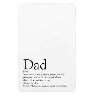 Dad, Daddy, Father Definition Black and White Magnet