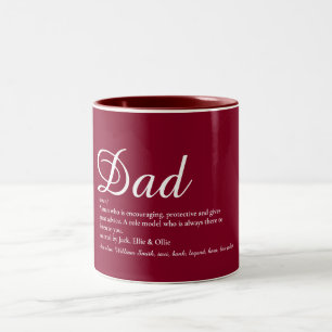 Dad Daddy Father Papa Definition Script Burgundy Two-Tone Coffee Mug