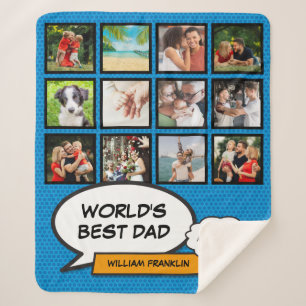 Dad Daddy Father Photo Fun Cool Comic Book Sherpa Blanket
