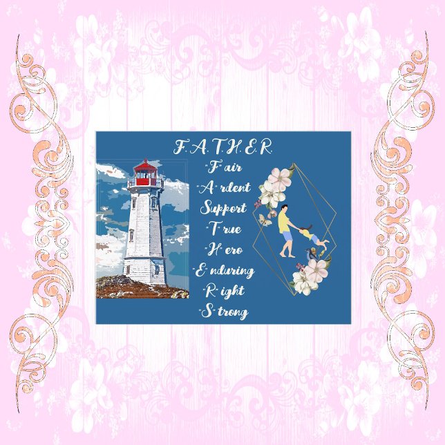 Dad Daughter Bonding Lighthouse Father's Day Quote Postcard (Dad Daughter Bonding Lighthouse Father's Day Quote Postcard)