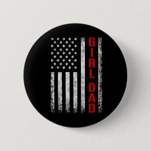 Dad Daughter Dad Of Girls Usa Flag Father's Day 6 Cm Round Badge