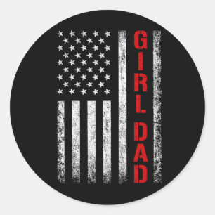 Dad Daughter Dad Of Girls Usa Flag Father's Day Classic Round Sticker