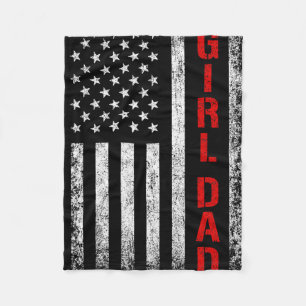 Dad Daughter Dad Of Girls Usa Flag Father's Day Fleece Blanket