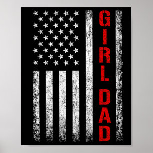 Dad Daughter Dad Of Girls Usa Flag Father's Day Poster