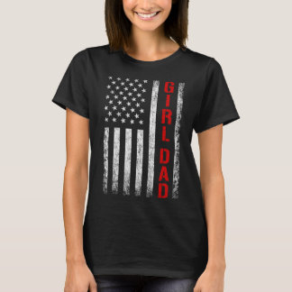 Dad Daughter Dad Of Girls Usa Flag Father's Day  T-Shirt