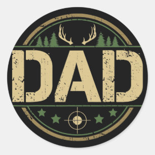 Dad Deer Hunter Bow Hunting Animal Shooting Classic Round Sticker