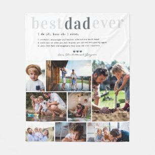 Dad Definition 8 Photo Personalised Fleece Blanket