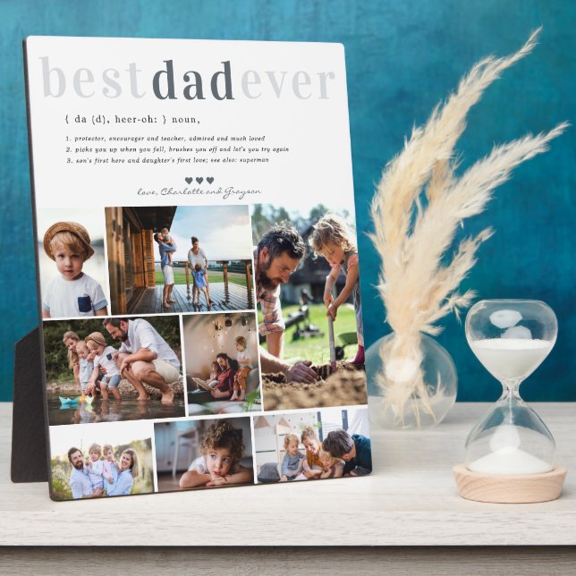 Dad Definition | 8 Photo Personalised Plaque (Side)