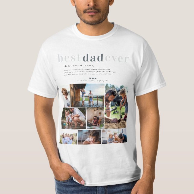 Dad Definition | 8 Photo Personalised  T-Shirt (Front)