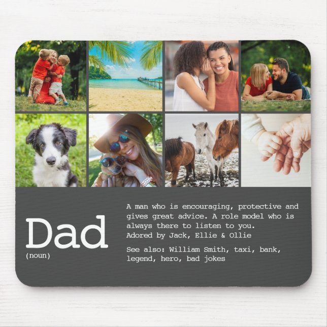 Dad Definition Fathers Day Photo Grey Mouse Pad (Front)