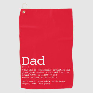 Dad Definition Fun Red Personalised Golf Towel