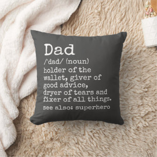 Dad Definition Grey Father's Day Gift Pillow