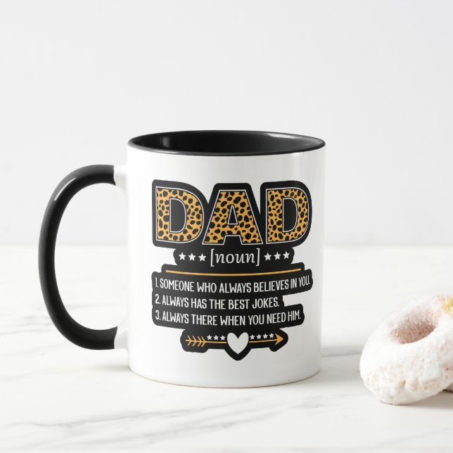 Dad Definition Leopard Print Father's Day Gift Mug (With Donut)