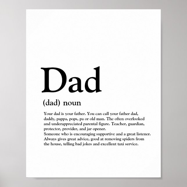 Dad, definition, modern, typography poster (Front)