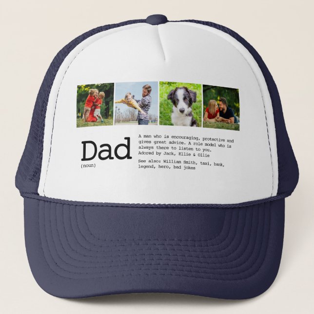 Dad Definition Photo Collage Trucker Hat (Front)