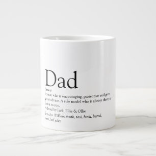 Dad Definition Quote Fun Cool Black and White Large Coffee Mug