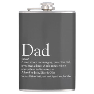 Dad Definition Saying Fun Modern Hip Flask