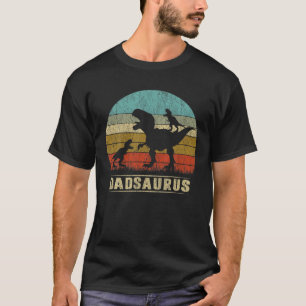 Dad Dinosaur Dadsaurus 2 Two Kids Father's Day, Ch T-Shirt