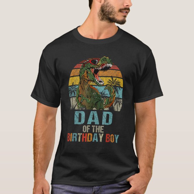 Dad Dinosaur Of The Birthday Boy Matching Family T-Shirt (Front)