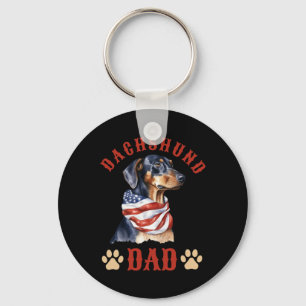 Dad Dog Father's Day 4th Of July  Key Ring