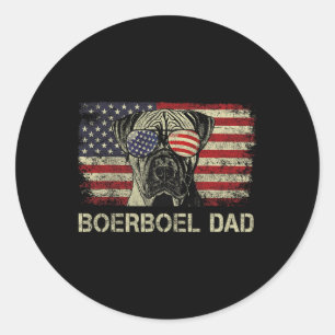 Dad Dog Lovers American Flag 4th Of July Classic Round Sticker