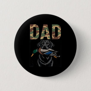 Dad duck hunting black lab dog camo mallard duck 6 cm round badge