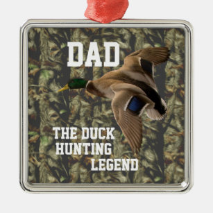 Dad Duck Hunting Legend Mallard Father Camo Metal Ornament