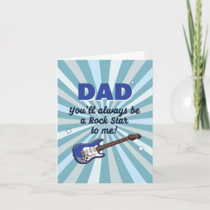 Dad Electric Guitar Rock Star Cool Blue Card