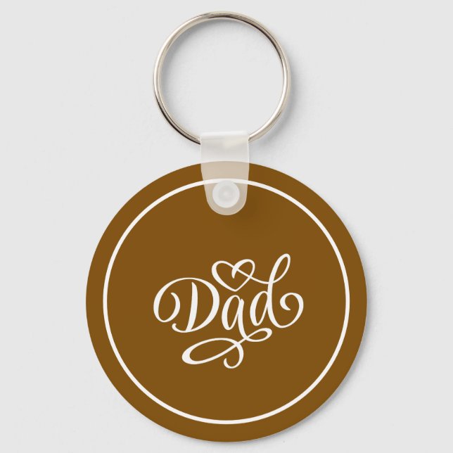 Dad elegant script lettering ,fathers day key ring (Front)