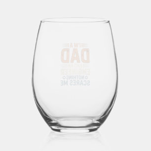 Dad Engineer Nothing Scares Me Vintage Shirt Desig Stemless Wine Glass