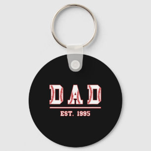 Dad Est. 1995 Softball Fathers Day Birthday Vintag Key Ring