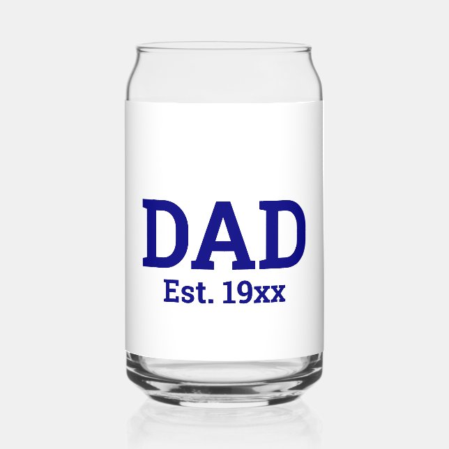 Dad Est. 19xx Navy Blue Text Template Can Glass (Front)